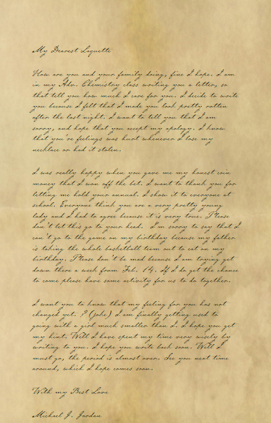 Michael J. Jordan's Letter