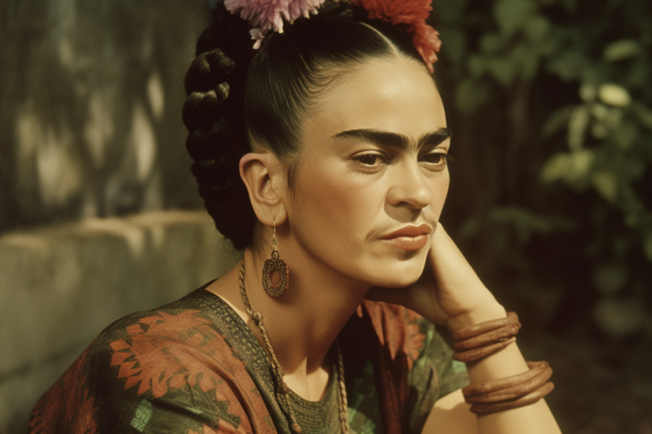 Vintage photo of Frida Kahlo and Her Kissmark_sitting